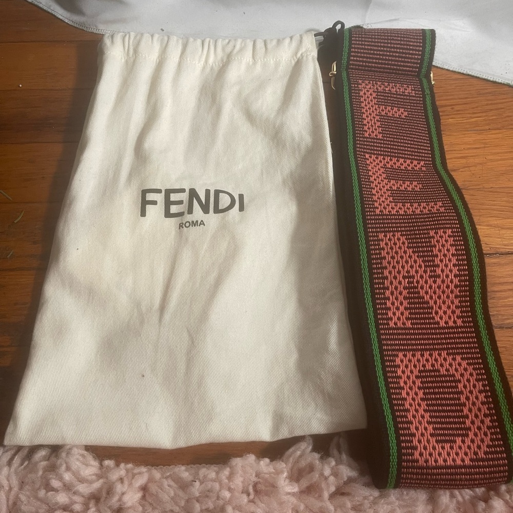 Pink and green Fendi Bag strap.